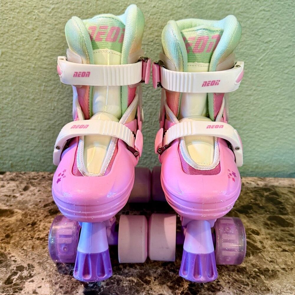 NEON Girls' Combo Inline & Quad Adjustable Light-Up Skates Worn Once Size 12-2